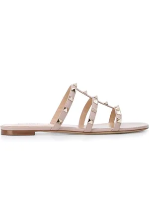 VALENTINO GARAVANI Buty, Kobieta, Różowy, 37 EU, Skóra, Pudrowo Różowe Sandały Rockstud Caged