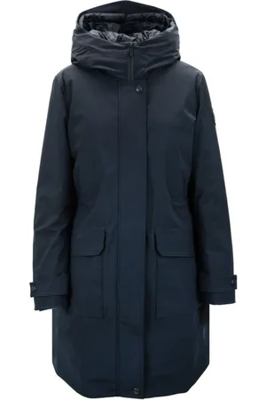 Woolrich Płaszcze, Kobieta, Czarny, M, Długa kurtka puchowa z kapturem i zamkiem błyskawicznym