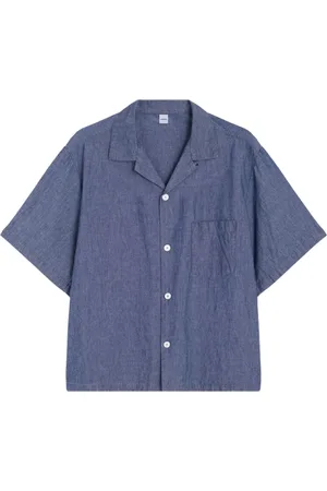 Aspesi Koszule, Mężczyzna, Niebieski, L, Denim, Denim Koszula Krótki Rękaw