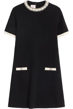 VALENTINO GARAVANI Sukienki, Kobieta, Czarny, S, Len, Elegancka czarna sukienka z koronkowymi detalami