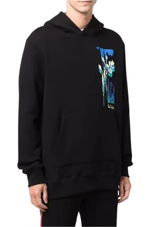 Paul Smith Bluzy, Mężczyzna, Czarny, L, Bawełna, Bluza z kapturem Floral Panel Motif