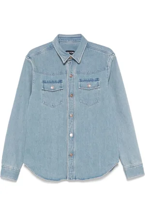 Tom Ford Koszule, Mężczyzna, Niebieski, M, Bawełna, Niebieskie koszule w stylu western z kieszeniami