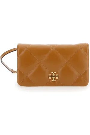 Tory Burch Torebki, Kobieta, brązowy, ONE SIZE, Skóra, Portfel na łańcuszku Kira Diamond Quilt