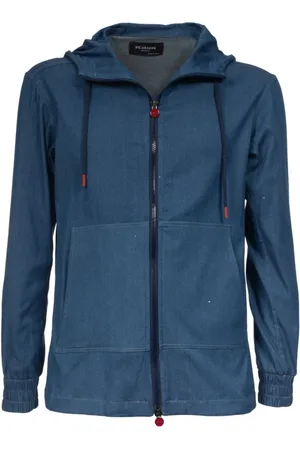 Kiton Kurtki, Mężczyzna, Niebieski, L, Bawełna, Bawełniana bluza z kapturem
