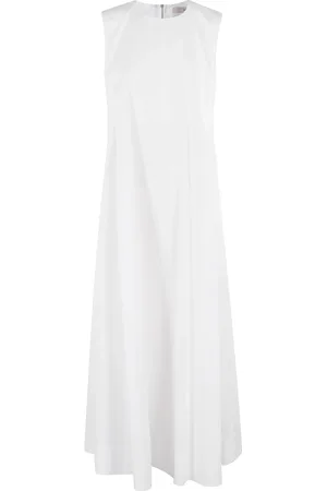 REMAIN Birger Christensen Sukienki, Kobieta, Biały, M, Biała Sukienka Maxi z Plisowanym Designem