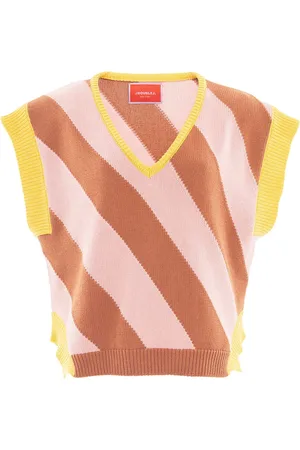 La DoubleJ Swetry, Kobieta, Różowy, L, Bawełna, Sweter Gilet w Argyle