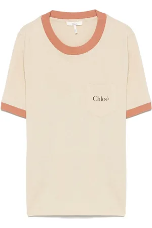Chloé Koszulki, Kobieta, Beżowy, XS, Beżowe T-shirty i Pola z Kieszenią