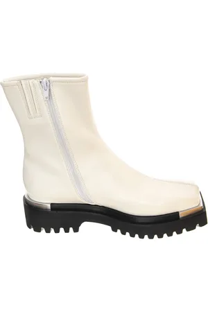 Jeffrey Campbell Buty, Kobieta, Biały, 36 EU, Skóra, Białe skórzane botki do kostki z średnim profilem