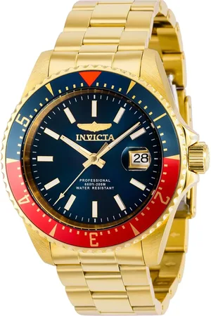 Invicta Akcesoria, Mężczyzna, Żółty, ONE SIZE, Złoty Automatyczny Zegarek Analogowy z Datą