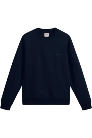 Woolrich Bluzy, Mężczyzna, Niebieski, S, Niebieska bluza dresowa Melton z okrągłym dekoltem Tech