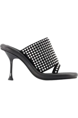 J.W.Anderson Buty, Kobieta, Czarny, 36 EU, Skóra, Kryształowe Klapki - Czarna Skóra