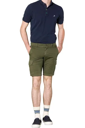 Masons Szorty, Mężczyzna, Zielony, S, Bawełna, Slim Cargo Bermuda z Stretch Satin