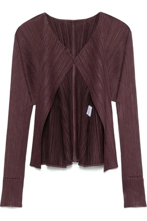 Issey Miyake Bluzki, Kobieta, brązowy, L, Stylowy sweter kardigan z dzianiny