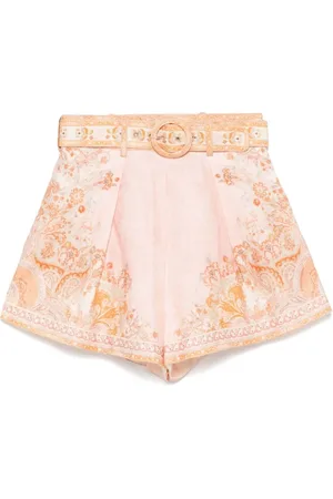 ZIMMERMANN Szorty, Kobieta, Wielobarwność, XS, Len, Szorty Acacia Tuck