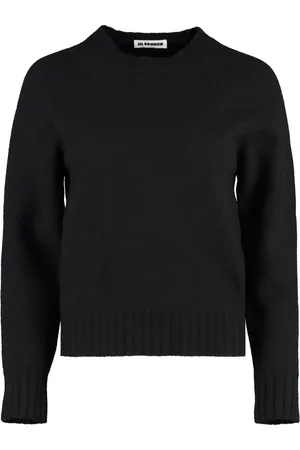 Jil Sander Swetry, Kobieta, Czarny, S, Wełna, Prążkowany sweter z wełny