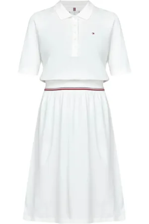 Tommy Hilfiger Sukienki, Kobieta, Biały, S, Bawełna, Sukienka Polo