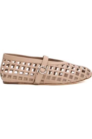 3Juin Buty, Kobieta, Beżowy, 40 EU, Taupe Skórzane Baletki z Siateczką