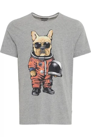 Blend Koszulki, Mężczyzna, Szary, M, Len, Męski T-shirt z nadrukiem