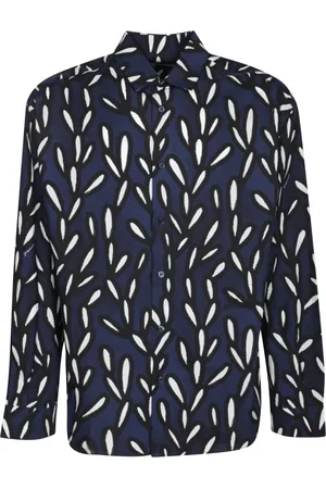 Jacquemus Koszule, Mężczyzna, Wielobarwność, M, Niebieska Koszula z Liśćmi