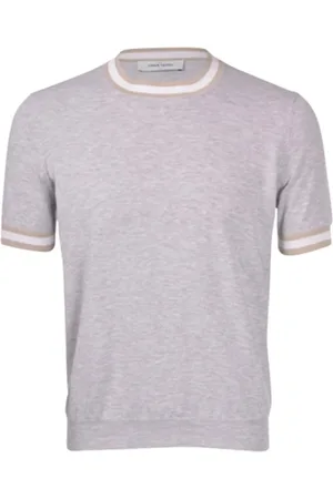Gran Sasso Koszulki, Mężczyzna, Szary, M, T-shirt z Paskami z Bawełny z Drobnościami