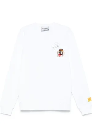 Iceberg Bluzy, Mężczyzna, Biały, S, Bawełna, Sweter z okrągłym dekoltem i naszywką z logo