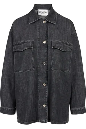 Iceberg Kurtki, Kobieta, Czarny, L, Denim, Czarna kurtka o regularnym kroju