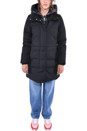 Woolrich Płaszcze, Kobieta, Czarny, L, Poliester, Kurtka Puffy Parka 2 w 1