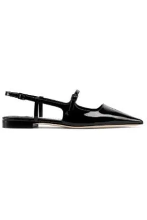 Jimmy Choo Buty, Kobieta, Czarny, 36 1/2 EU, Skóra, Czarne baleriny na płaskiej podeszwie
