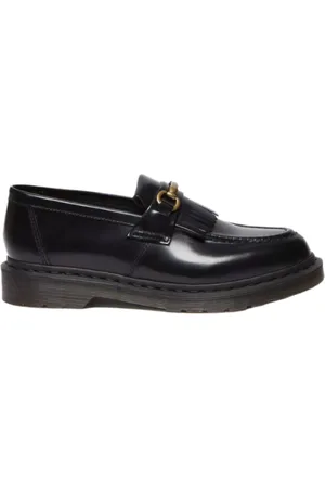 Dr. Martens Buty, Mężczyzna, Czarny, 36 EU, Skóra, Czarne, polerowane, gładkie mokasyny z frędzlami