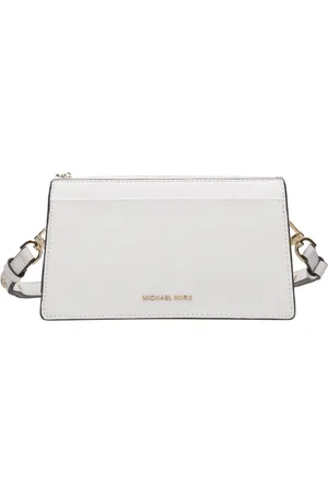 Michael Kors Torebki, Kobieta, Biały, ONE SIZE, Biała Torba na Ramię z Kornowanej Skóry