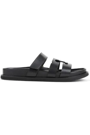 Tory Burch Buty, Kobieta, Czarny, 36 EU, Skóra, Czarne skórzane sandały - elegancki i szykowny wygląd