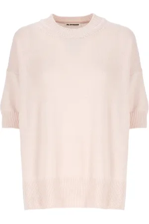Jil Sander Swetry, Kobieta, Różowy, L, Kaszmir, Różowy sweter z okrągłym dekoltem z kaszmiru