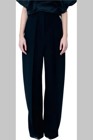 Khaite Spodnie, Kobieta, Czarny, M, Spodnie z wysokim stanem o kroju tailored z gładkiej tkaniny