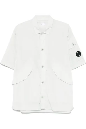 C.P. Company Koszule, Mężczyzna, Biały, M, Niebieski Lis Overshirt Stylowa Koszula