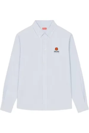 Kenzo Koszule, Mężczyzna, Niebieski, S, Koszula Oxford z naszywką Boke Flower Patch