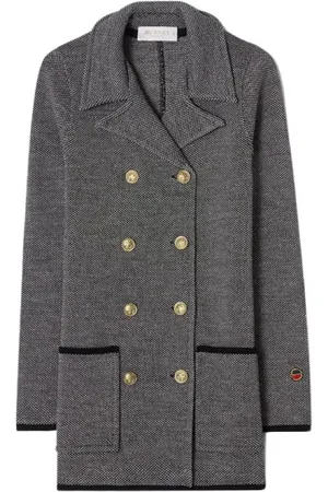 BUSNEL Płaszcze, Kobieta, Szary, M, Wełna, Victoria Jacquard Jacket