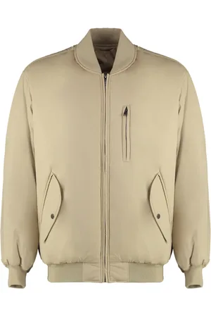 Isabel Marant Kurtki, Mężczyzna, Beżowy, M, Bawełna, Padded Bomber Jacket z Prążkowanymi Brzegami