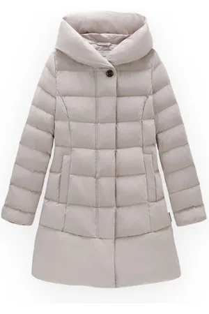 Woolrich Kurtki, Kobieta, Beżowy, S, Poliester, Stylowa kurtka puchowa Prescott Parka