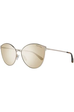 Tom Ford Akcesoria, Kobieta, Żółty, ONE SIZE, Owalne okulary przeciwsłoneczne z lustrzanymi szkłami