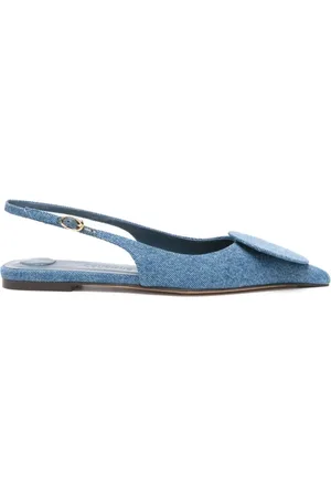Jacquemus Buty, Kobieta, Niebieski, 39 EU, Denim, Baleriny Slingback z Niebieskiego Denimu