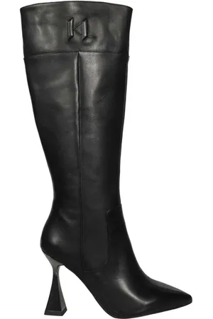 Karl Lagerfeld Buty, Kobieta, Czarny, 36 EU, Skóra, Skórzane botki z ostrym noskiem