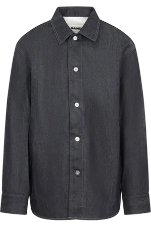 Jil Sander Koszule, Mężczyzna, Niebieski, L, Bawełna, Ciemnoniebieska koszula jeansowa