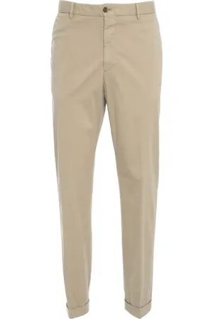 Briglia 1949 Spodnie, Mężczyzna, Beżowy, 2XL, Beżowe Spodnie Chino Z Podwiniętymi Mankietami