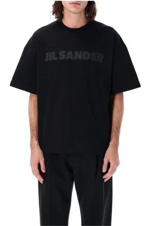 Jil Sander Koszulki, Mężczyzna, Czarny, M, Bawełna, T-shirt z logo o kroju oversize