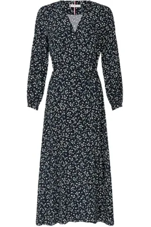 Tommy Hilfiger Sukienki, Kobieta, Wielobarwność, XS, Kwiatowa sukienka midi z kopertowym dekoltem