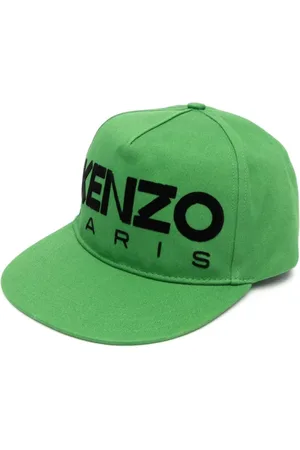 Kenzo Akcesoria, Mężczyzna, Zielony, ONE SIZE, Bawełna, Kwadratowa Czapka Baseballowa z Dużym Logo