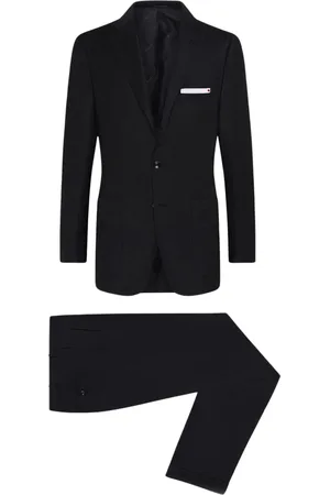 Kiton Garnitury, Mężczyzna, Czarny, 4XL, Wełna, Ręcznie Szyty Garnitur Wełniany
