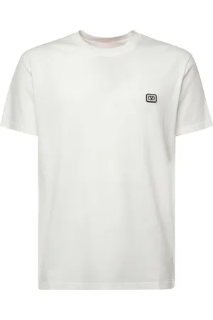 VALENTINO GARAVANI Koszulki, Mężczyzna, Biały, L, Bawełna, T-Shirt z naszywką VLogo