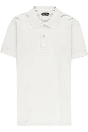 Tom Ford Koszulki, Mężczyzna, Biały, S, Bawełna, Dzianinowa koszulka polo z krótkim rękawem