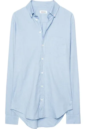 Zadig & Voltaire Koszule, Mężczyzna, Niebieski, 4XL, Bawełna, Koszula Chambray z guzikami z masy perłowej